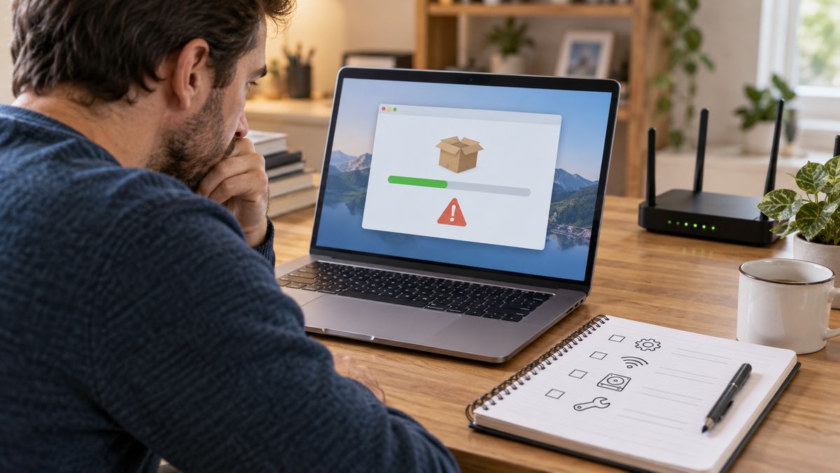 Contrôle d’une installation logicielle interrompue sur un ordinateur portable