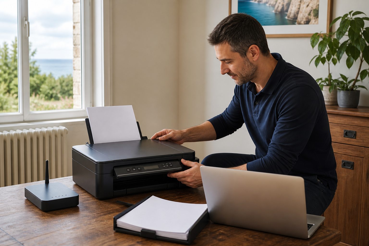 Installation d’une imprimante Wi-Fi dans un bureau à domicile