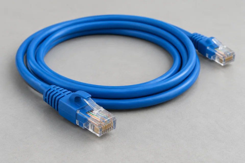Câble réseau enroulé et connecteur transparent de type RJ45
